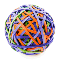 Colourful ball of rubberbands